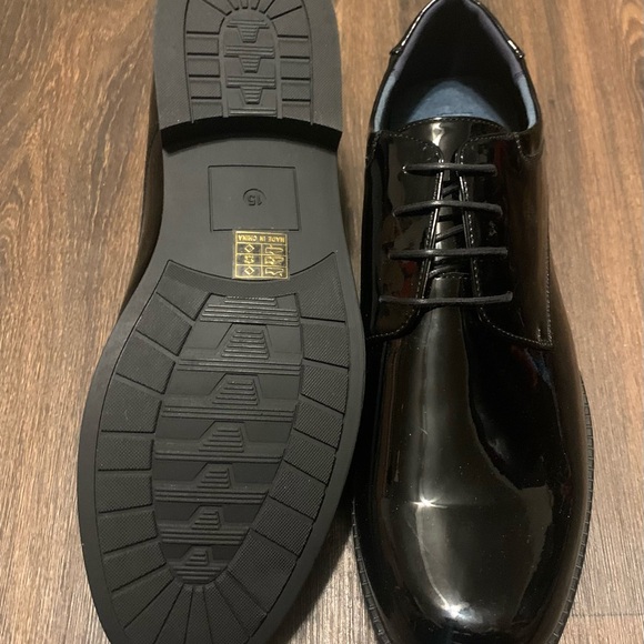 NEW Bruno Marc Men’s Black Oxford Dress Shoes, faux patent leather, size 15. - Picture 5 of 7